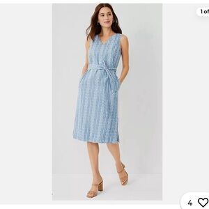 NWT Ann Taylor Light Blue Embroidered Midi Dress